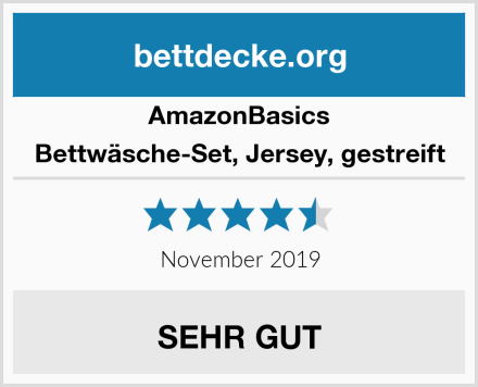 AmazonBasics Bettwäsche-Set, Jersey, gestreift Test