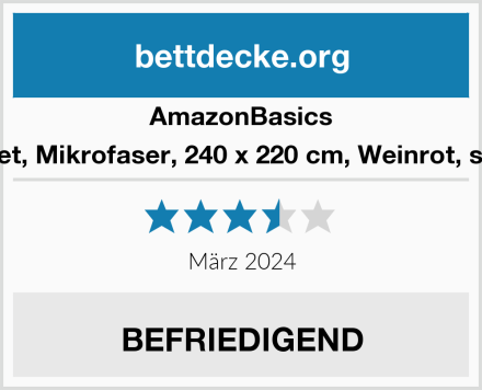AmazonBasics Bettwäsche-Set, Mikrofaser, 240 x 220 cm, Weinrot, schlichtes Karo Test