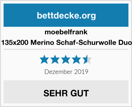moebelfrank Bettdecke 135x200 Merino Schaf-Schurwolle Duo-Steppbett Test