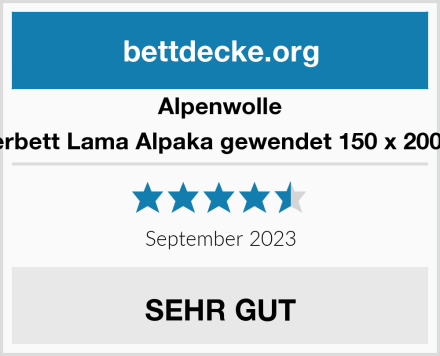 Alpenwolle Oberbett Lama Alpaka gewendet 150 x 200 cm Test